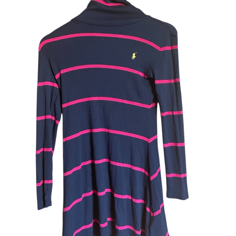 Ralph Lauren Striped Navy and Pink Turtleneck Dress